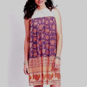 Maurices Lace Keyhole Yoke Floral Sheer Sheath Dress XL Country Western Bohemian